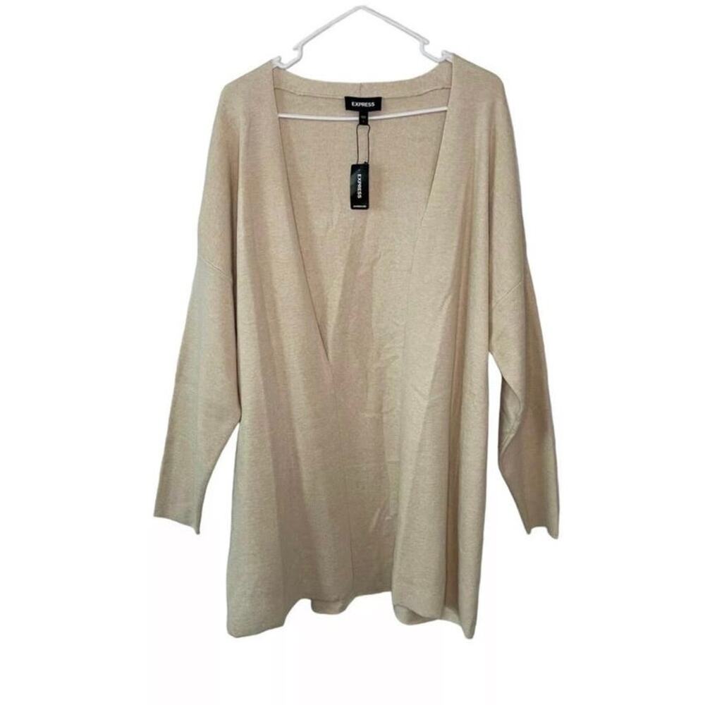 Express Knit Cardigan Duster Long Sleeve Open Front Cream Size Large - NWT - Picture 5 of 9